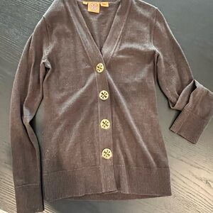 Tory Burch Brown V-Neck Button Cardigan